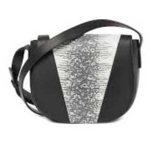 Vince Modern V Lizard Embossed Crossbody Bag NWT